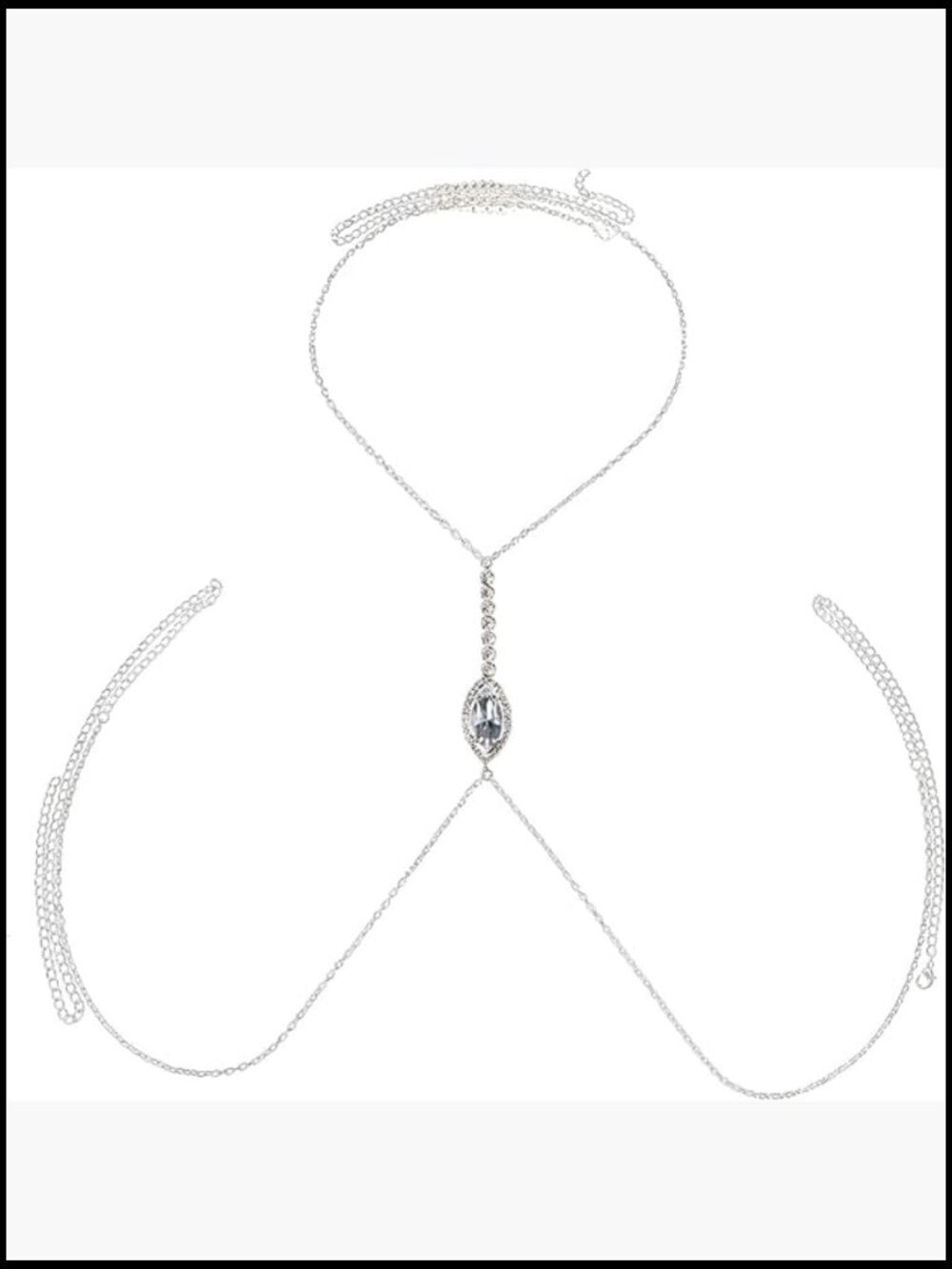 Rhinestone Crystal Body Chain Harness Necklace Sexy Festival Rave Waist Jewelry